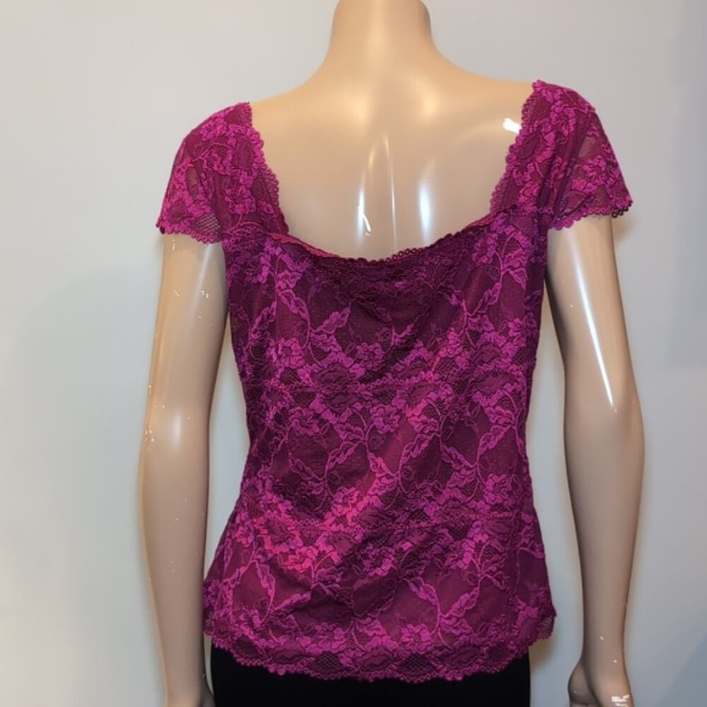 Le Chateau Fuchsia Lace Top - Picture 8 of 14